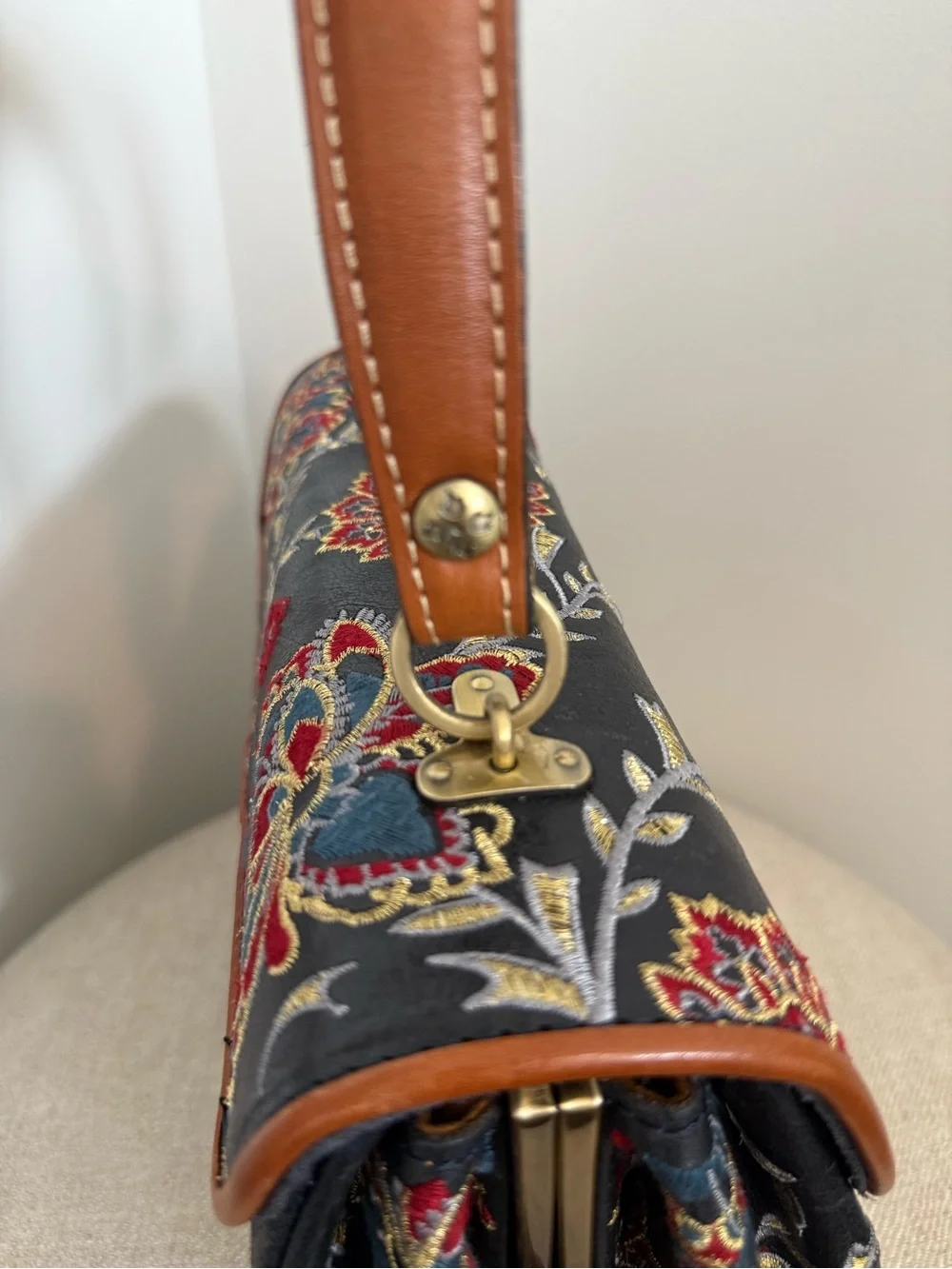 Patricia Nash Floral Embroidered Top-Handle Satchel Bag - Picture 8 of 15